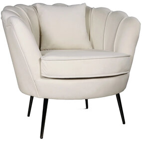 Lizzely Garden & Living Fauteuil zitbank 1 persoons stoel Anna velvet creme bankje