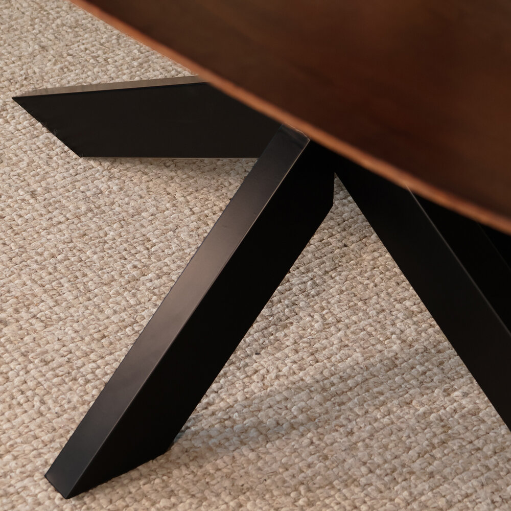 Eettafel deens ovaal mangohout 180cm Austin walnoot bruin ovale tafel duurzaam mango eetkamertafel