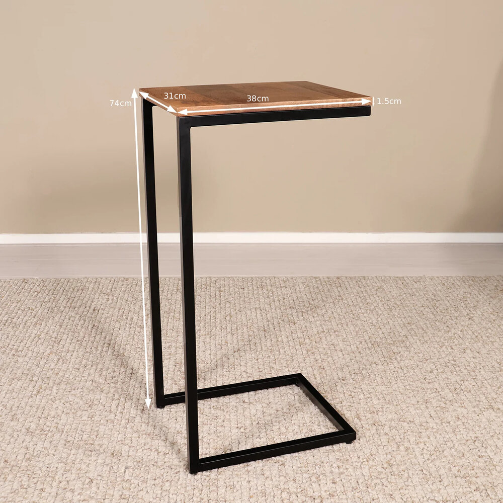 Bijzettafel Industrieel Jerry 74cm bruin mangohout