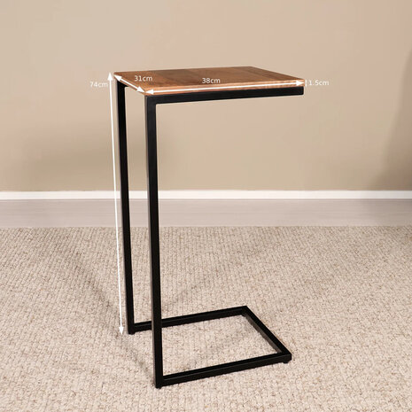 Lizzely Garden & Living Bijzettafel Industrieel Jerry 74cm bruin mangohout