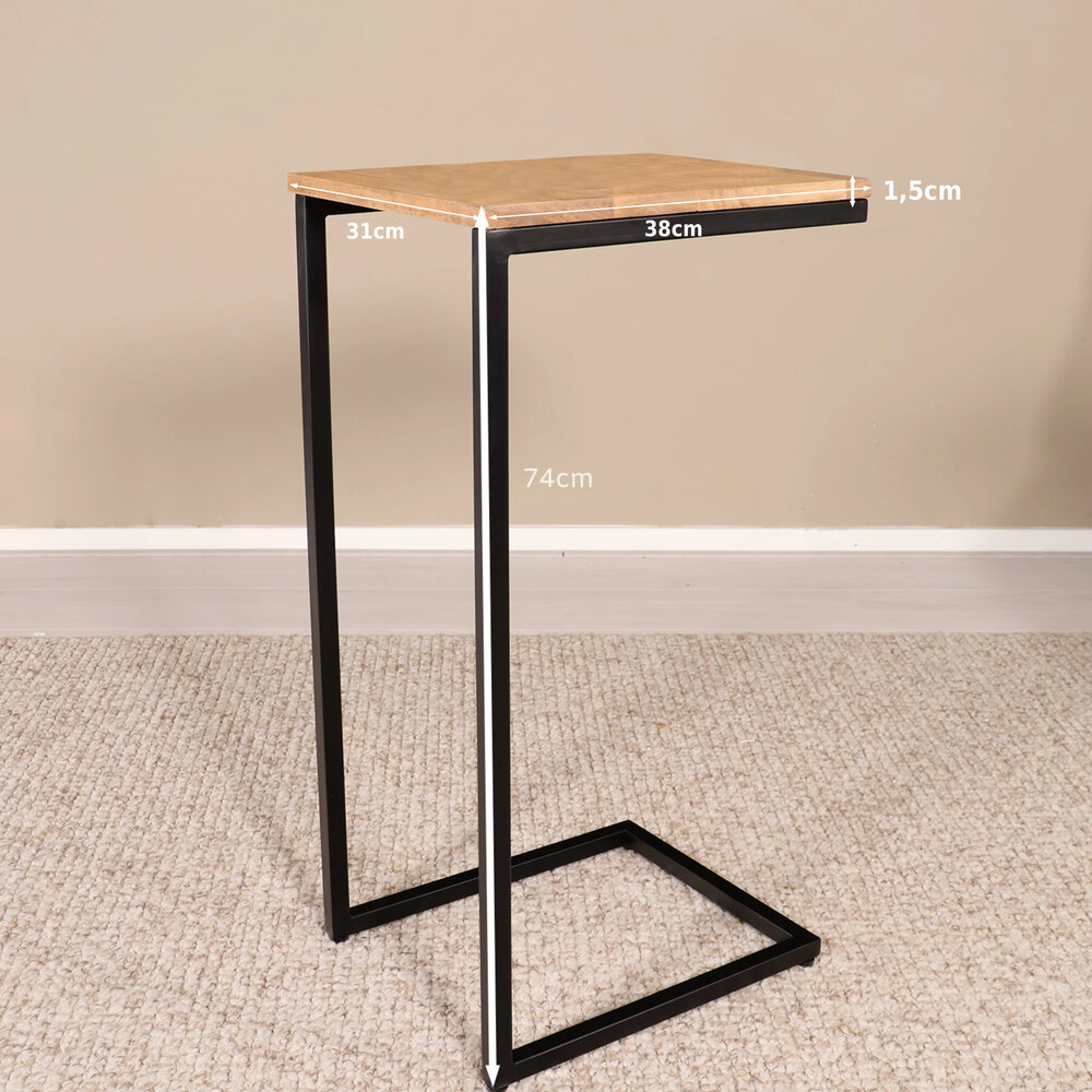 Bijzettafel Industrieel Jerry 74cm lichtbruin mangohout