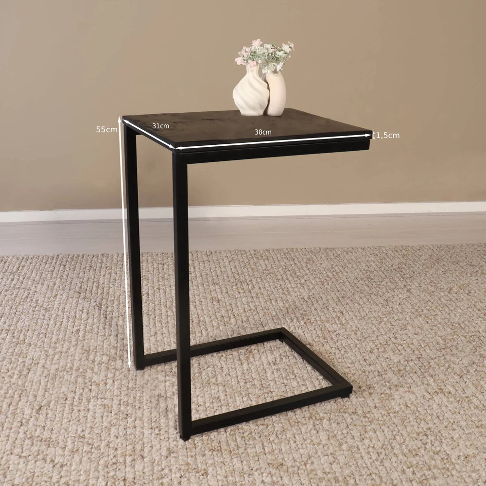 Bijzettafel Industrieel Jerry 55cm mangohout zwart