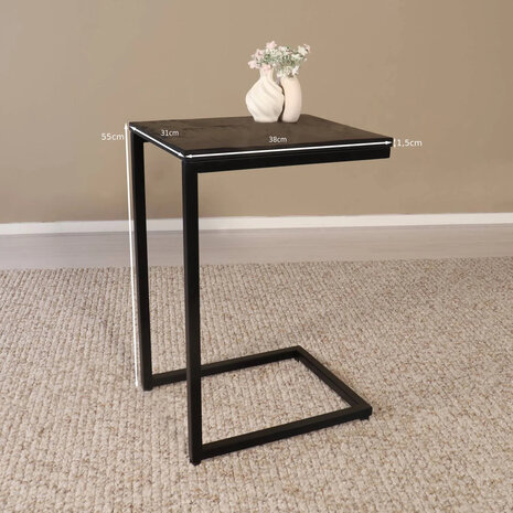 Lizzely Garden & Living Bijzettafel Industrieel Jerry 55cm mangohout zwart