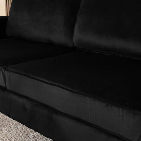 Lizzely Garden & Living Zitbank Zora 2,5-zits zwart velvet bank stof bankstel