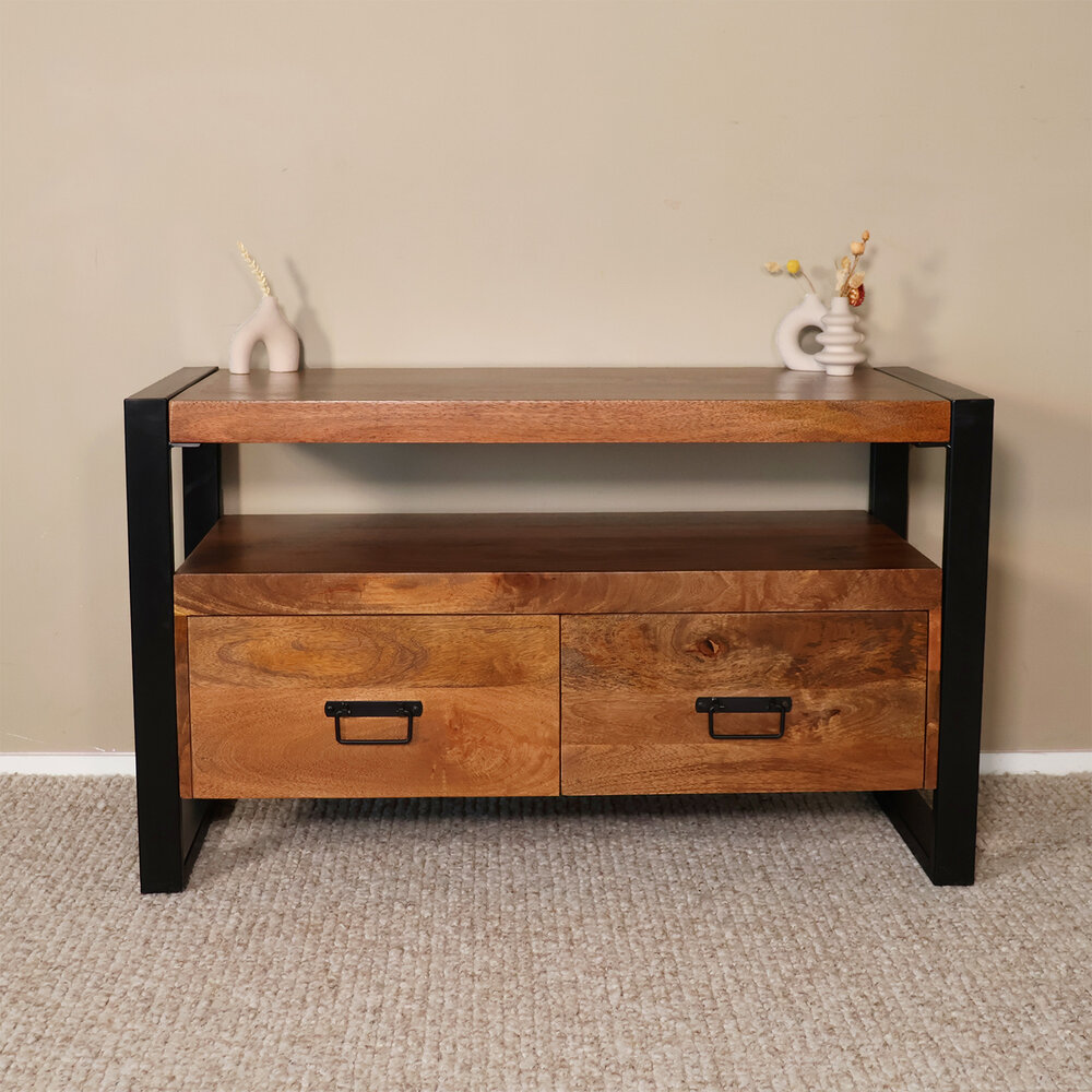 TV meubel mangohout Ilse industrieel 100cm duurzaam massief hout mango