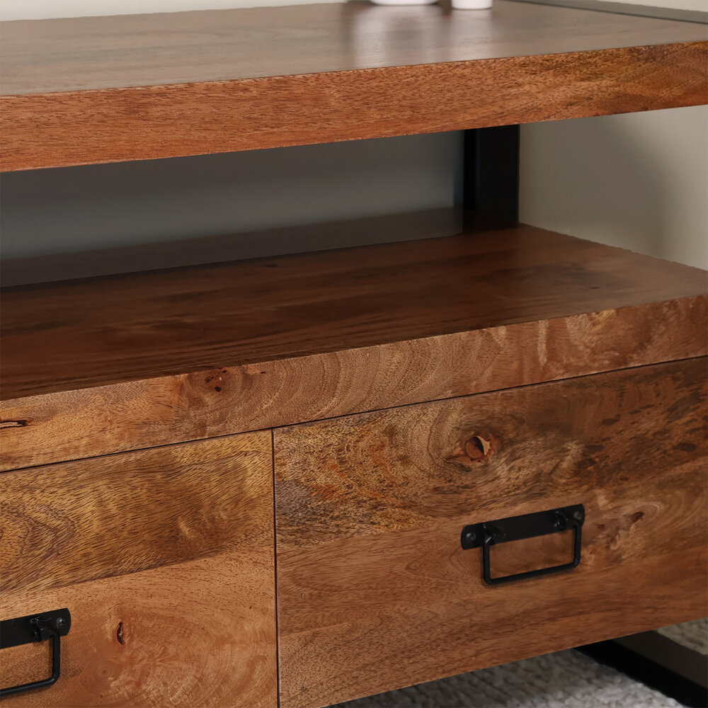 TV meubel mangohout Ilse industrieel 100cm duurzaam massief hout mango