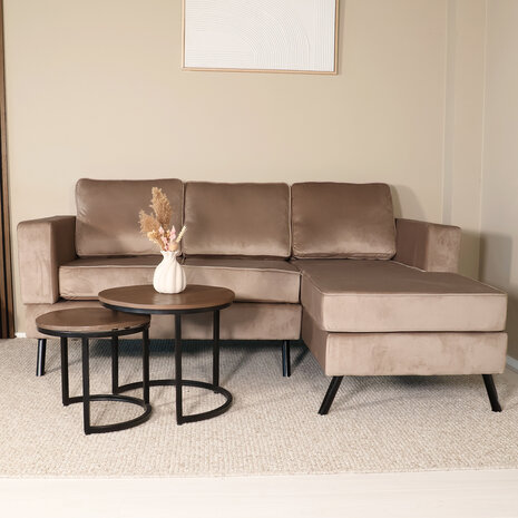 Lizzely Garden & Living Hoekbank design Venna 200cm bank champagne velvet loungebank zowel links als rechts bankstel Lizzely Garden & Living Hoekbank design Venna 200cm bank champagne velvet loungebank zowel links als rechts bankstel