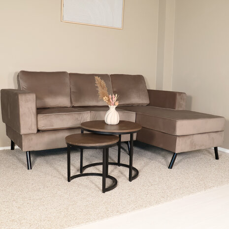 Lizzely Garden & Living Hoekbank design Venna 200cm bank champagne velvet loungebank zowel links als rechts bankstel Lizzely Garden & Living Hoekbank design Venna 200cm bank champagne velvet loungebank zowel links als rechts bankstel