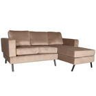 Hoekbank design Venna 200cm bank champagne velvet loungebank zowel links als rechts bankstel