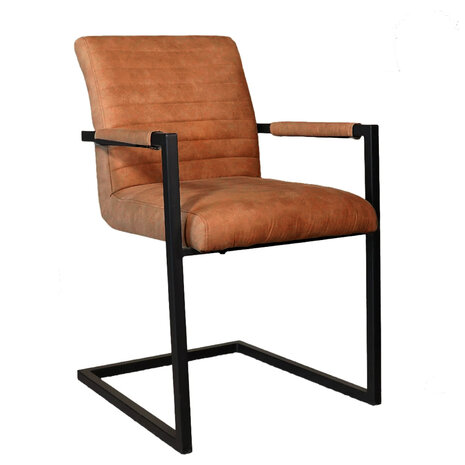 Lizzely Garden & Living Eetkamerstoel met armleuning cognac microvezel Noor design Lizzely Garden & Living Eetkamerstoel met armleuning cognac microvezel Noor design