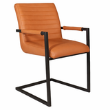 Lizzely Garden & Living Eetkamerstoel met armleuning cognac Noor industrieel design eetstoel