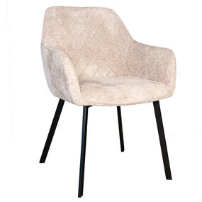 Lizzely Garden & Living Eetkamerstoel met armleuning Yurgan chenille beige eetstoel