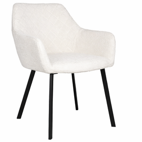 Lizzely Garden & Living Eetkamerstoel met armleuning Yurgan chenille wit eetstoel