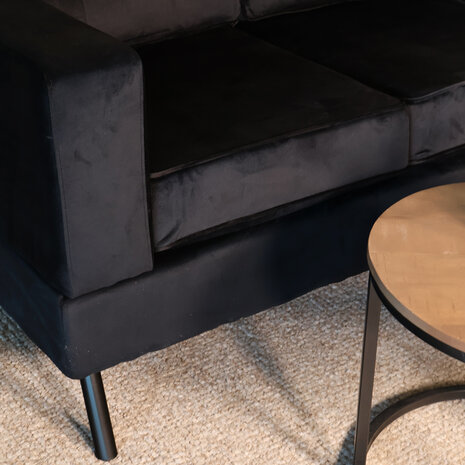 Lizzely Garden & Living Hoekbank design Venna 200cm bank zwart velvet loungebank zowel links als rechts bankstel