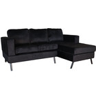 Hoekbank design Venna 200cm bank zwart velvet loungebank zowel links als rechts bankstel