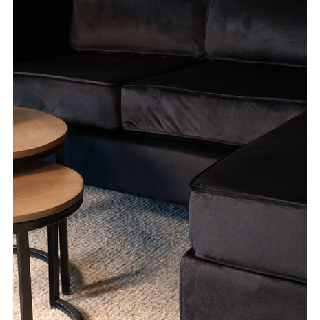 Lizzely Garden & Living Hoekbank design Venna 200cm bank zwart velvet loungebank zowel links als rechts bankstel