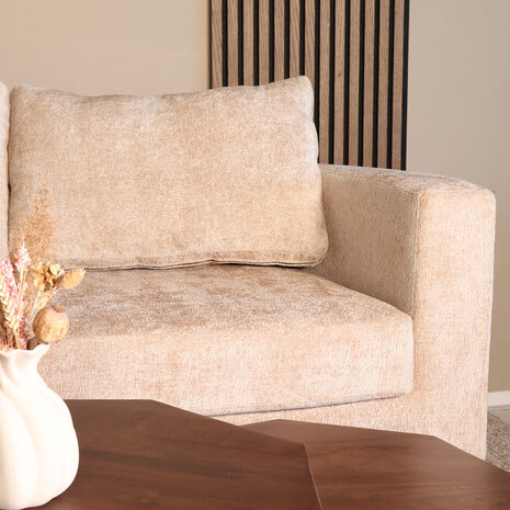 Lizzely Garden & Living Hoekbank design Nox 250cm bank beige chenille bankstel links loungebank
