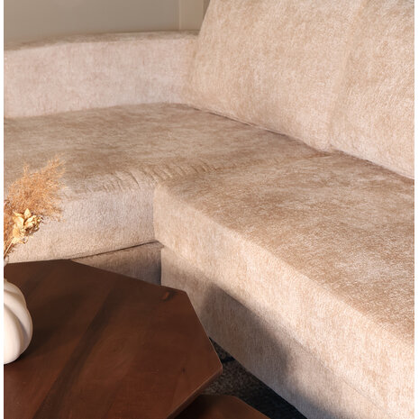 Lizzely Garden & Living Hoekbank design Nox 250cm bank beige chenille bankstel links loungebank