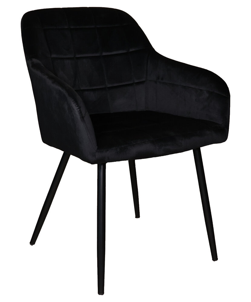 Eetkamerstoel met armleuning Barbara zwart velvet eetstoel