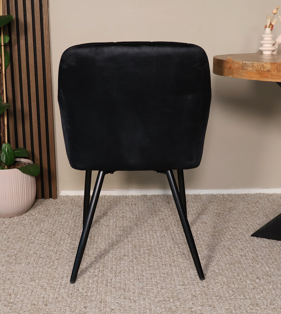 Eetkamerstoel met armleuning Barbara zwart velvet eetstoel