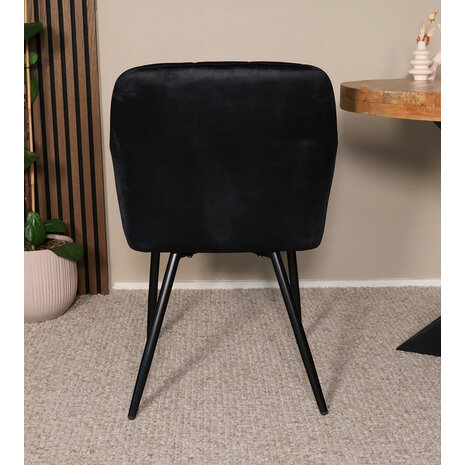 Lizzely Garden & Living Eetkamerstoel met armleuning Barbara zwart velvet eetstoel