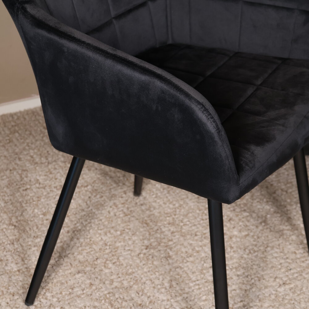Eetkamerstoel met armleuning Barbara zwart velvet eetstoel