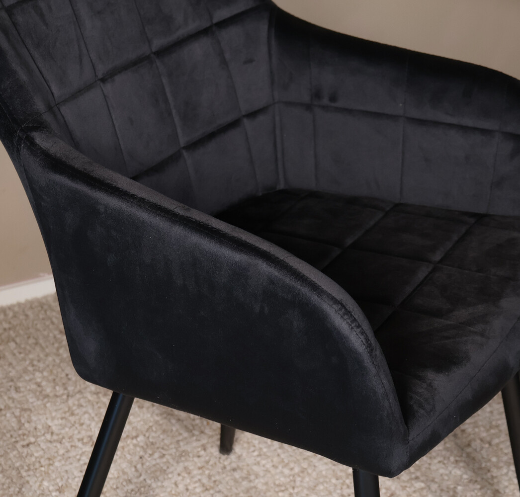 Eetkamerstoel met armleuning Barbara zwart velvet eetstoel
