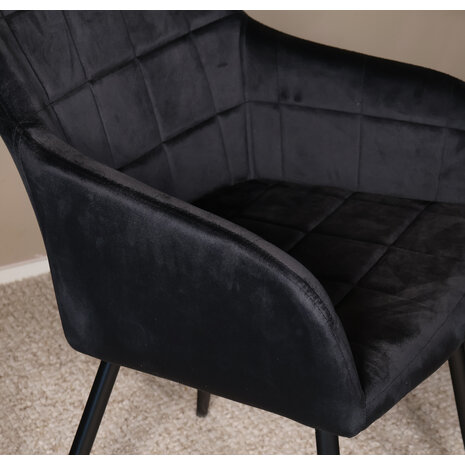 Lizzely Garden & Living Eetkamerstoel met armleuning Barbara zwart velvet eetstoel