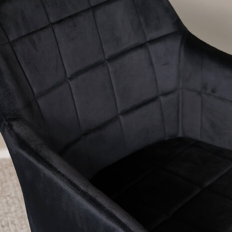 Lizzely Garden & Living Eetkamerstoel met armleuning Barbara zwart velvet eetstoel
