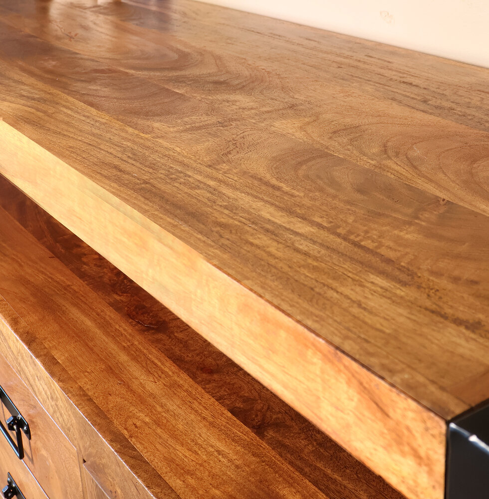TV meubel mangohout Robin 135cm industrieel duurzaam massief hout mango