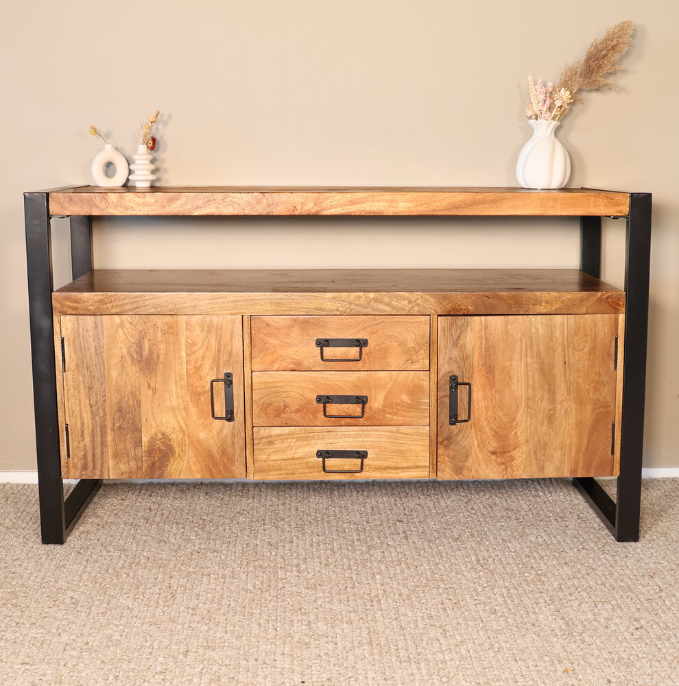 TV meubel mangohout Robin 135cm industrieel duurzaam massief hout mango
