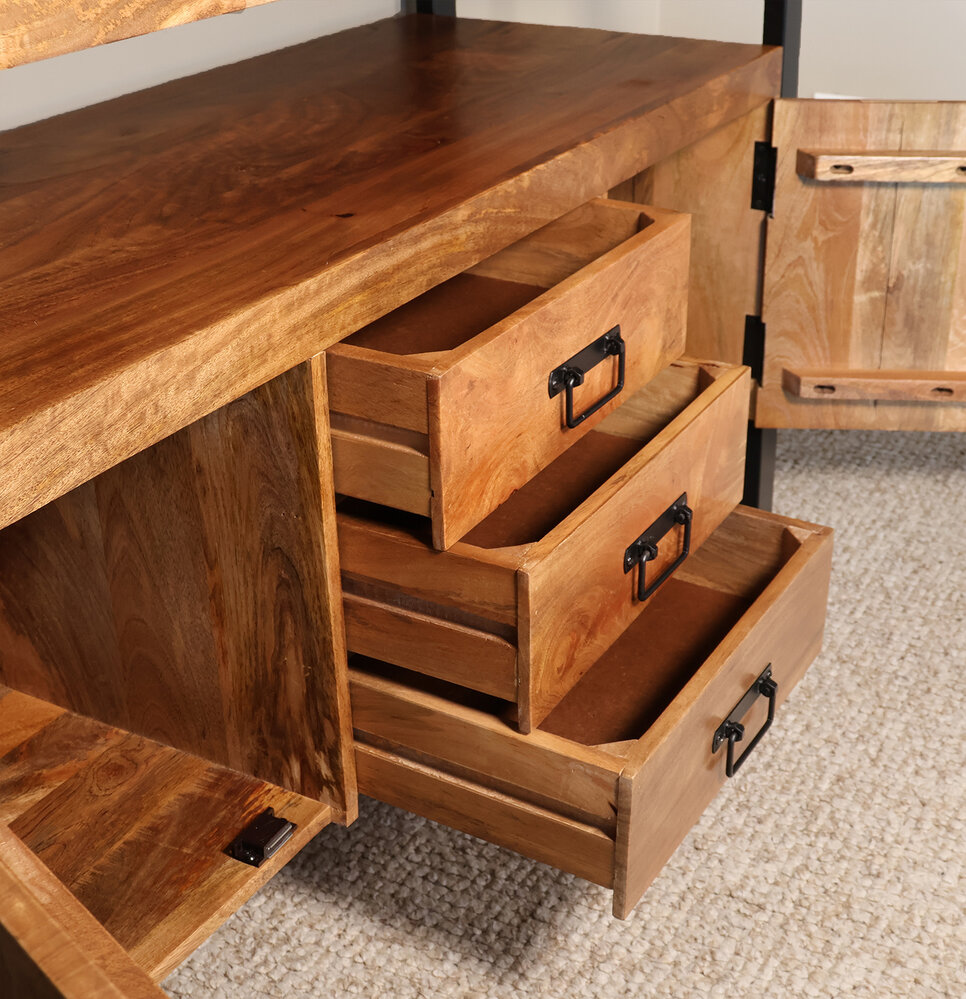 TV meubel mangohout Robin 135cm industrieel duurzaam massief hout mango