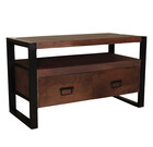 TV meubel industrieel mangohout Ilse 100cm walnoot bruin tv kast duurzaam mango massief hout tv-meubel