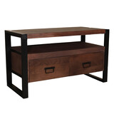 Lizzely Garden & Living TV meubel industrieel mangohout Ilse 100cm walnoot bruin tv kast duurzaam mango massief hout tv-meubel