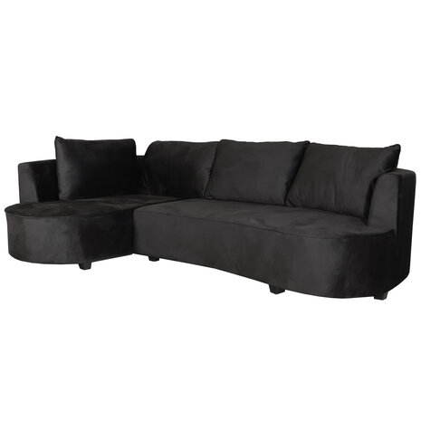 Lizzely Garden & Living Hoekbank Lando 270cm bank zwart velvet bankstel links loungebank