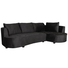 Lizzely Garden & Living Hoekbank Lando 270cm bank zwart velvet bankstel rechts loungebank
