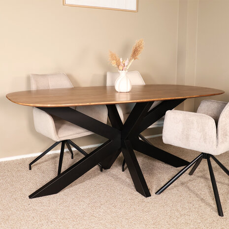 Lizzely Garden & Living Eettafel deens ovaal mangohout 180cm Austin lichtbruin ovale tafel duurzaam mango eetkamertafel