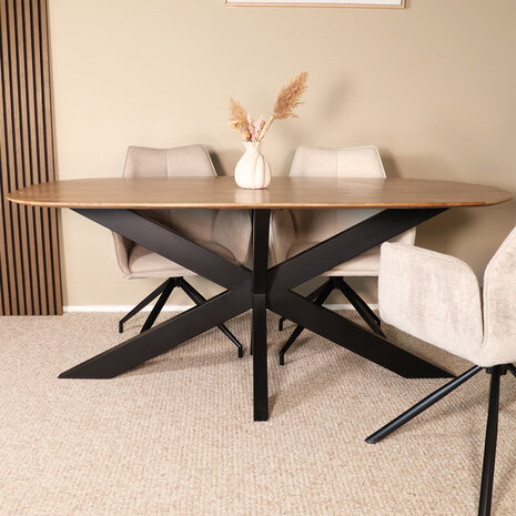 Lizzely Garden & Living Eettafel deens ovaal mangohout 180cm Austin lichtbruin ovale tafel duurzaam mango eetkamertafel