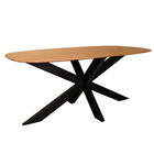 Eettafel deens ovaal mangohout 180cm Austin lichtbruin ovale tafel duurzaam mango eetkamertafel