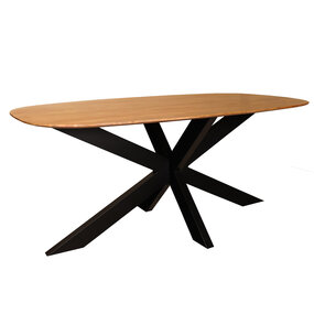 Lizzely Garden & Living Eettafel deens ovaal mangohout 180cm Austin lichtbruin ovale tafel duurzaam mango eetkamertafel