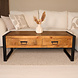 Lizzely Garden & Living Salontafel mangohout Kai met lades 120cm industrieel duurzaam massief hout mango Lizzely Garden & Living Salontafel mangohout Kai met lades 120cm industrieel duurzaam massief hout mango