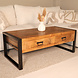 Lizzely Garden & Living Salontafel mangohout Kai met lades 120cm industrieel duurzaam massief hout mango Lizzely Garden & Living Salontafel mangohout Kai met lades 120cm industrieel duurzaam massief hout mango