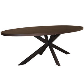 Lizzely Garden & Living Eettafel ovaal melamine 210cm Tommy donker walnoot ovale tafel