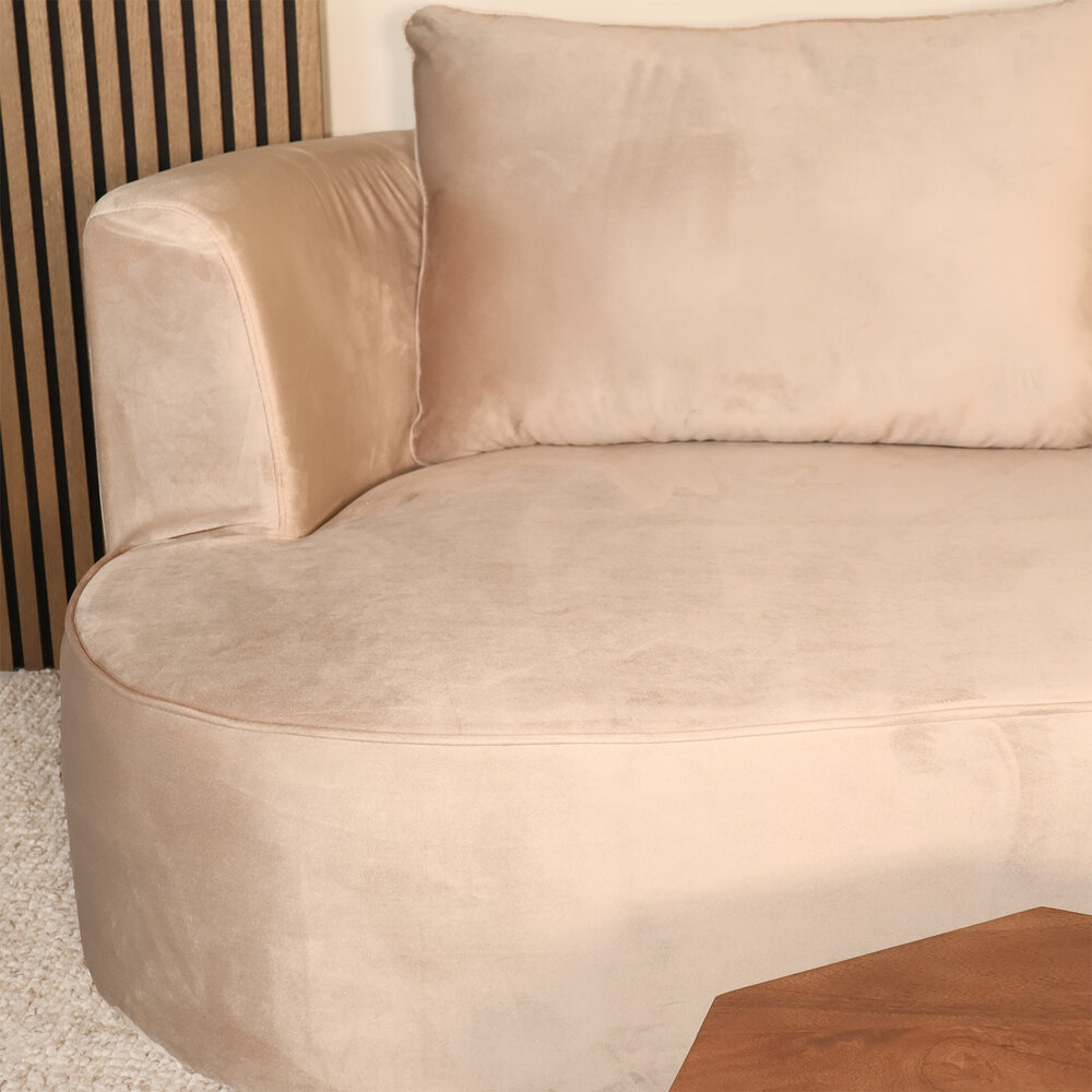 Hoekbank Lando 270cm bank taupe velvet bankstel rechts loungebank