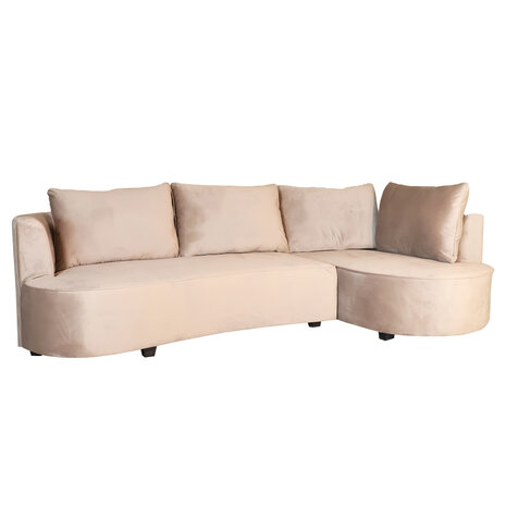 Lizzely Garden & Living Hoekbank Lando 270cm bank taupe velvet bankstel rechts loungebank