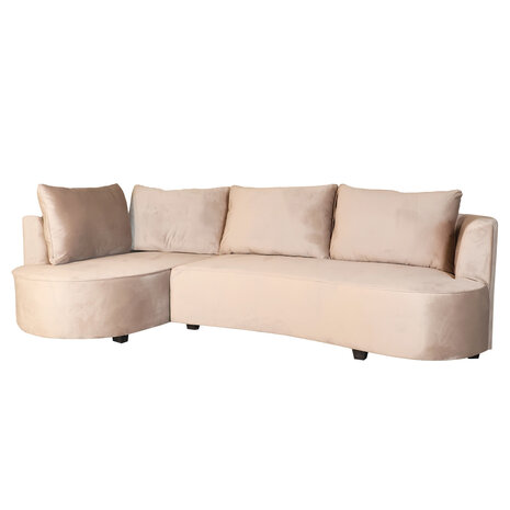 Lizzely Garden & Living Hoekbank Lando 270cm bank taupe velvet bankstel links loungebank