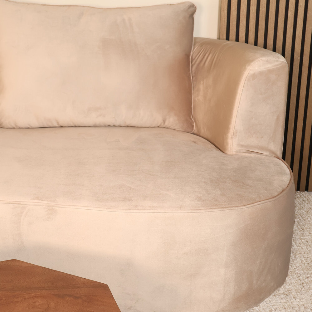 Hoekbank Lando 270cm bank taupe velvet bankstel links loungebank