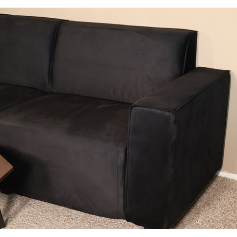 Lizzely Garden & Living Hoekbank design Riley 270cm bank zwart velvet loungebank links