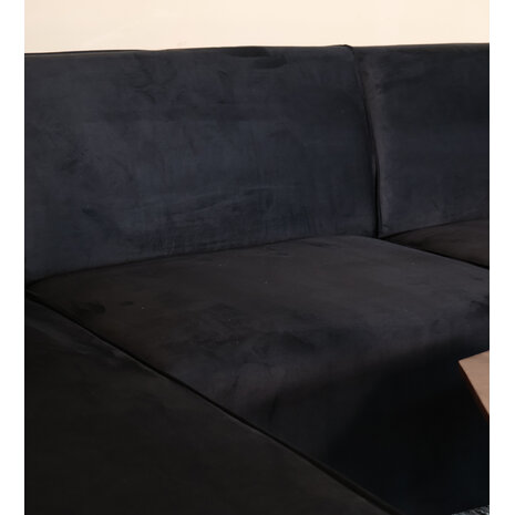 Lizzely Garden & Living Hoekbank design Riley 270cm bank zwart velvet loungebank links