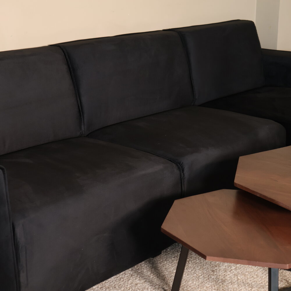 Hoekbank design Riley 270cm bank zwart velvet loungebank rechts